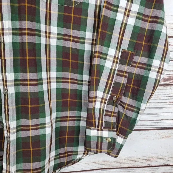 Filson Mens Large Sutter Sport Brown/Green Plaid Long Sleeve Button Down Shirt - Picture 5 of 11